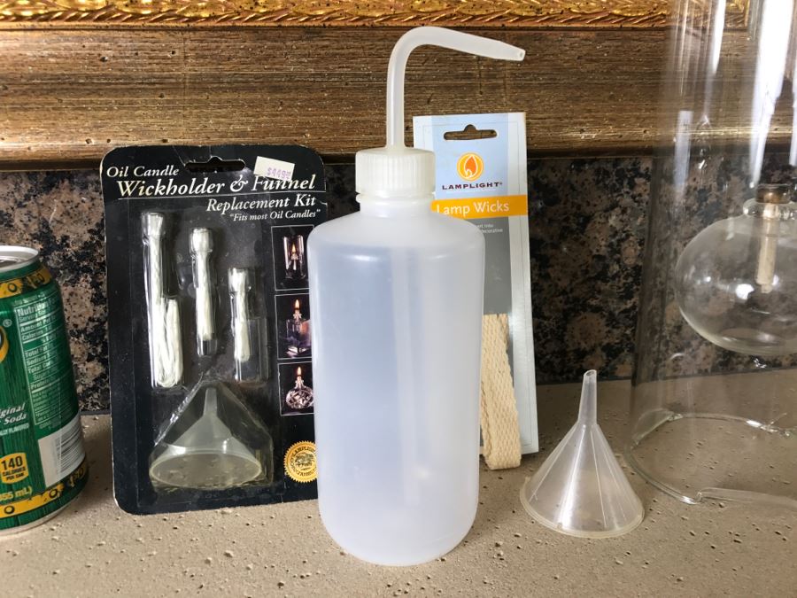 Set Of (3) Glass Oil Candles With Accessories [Photo 8]