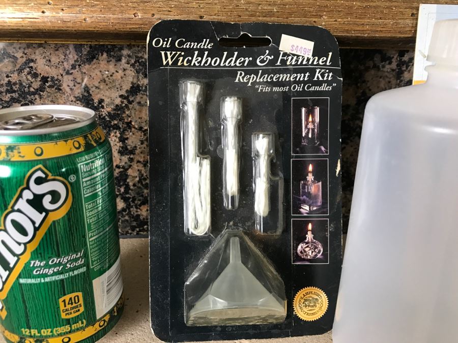 Set Of (3) Glass Oil Candles With Accessories [Photo 7]