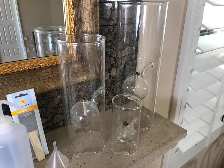 Set Of (3) Glass Oil Candles With Accessories [Photo 6]