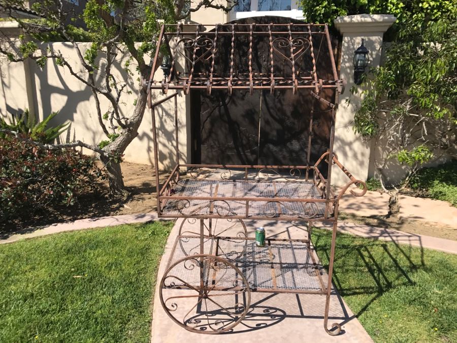 Outdoor Wrought Iron Garden Cart With Wheels [Photo 12]