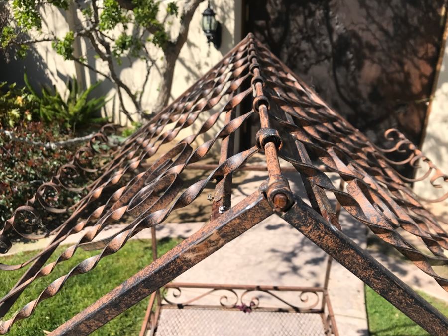 Outdoor Wrought Iron Garden Cart With Wheels [Photo 9]