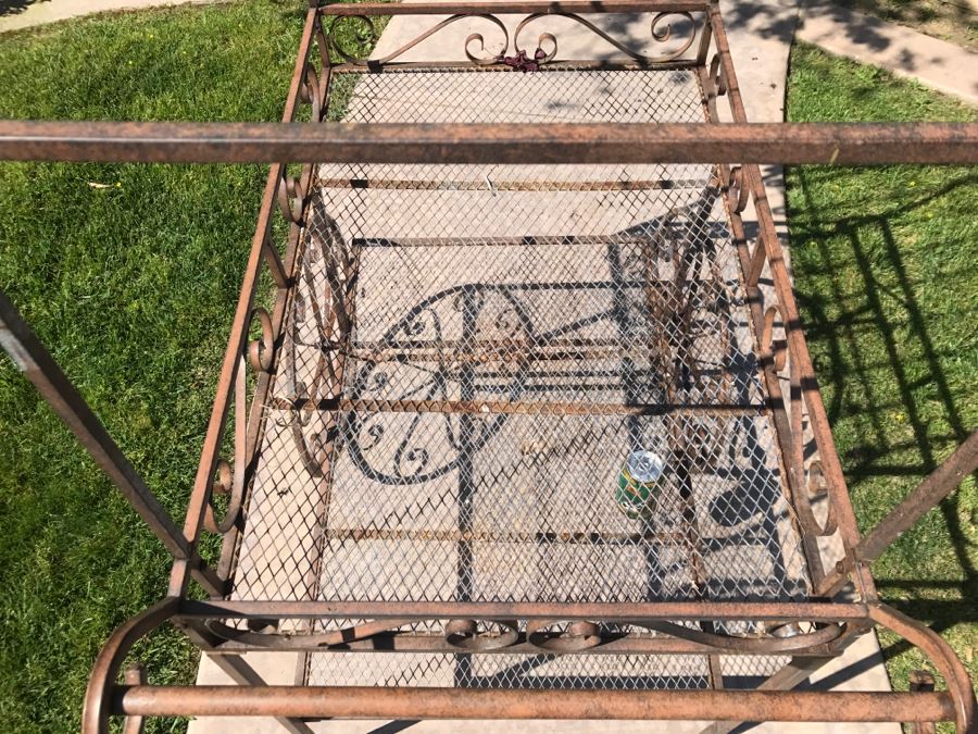Outdoor Wrought Iron Garden Cart With Wheels [Photo 10]