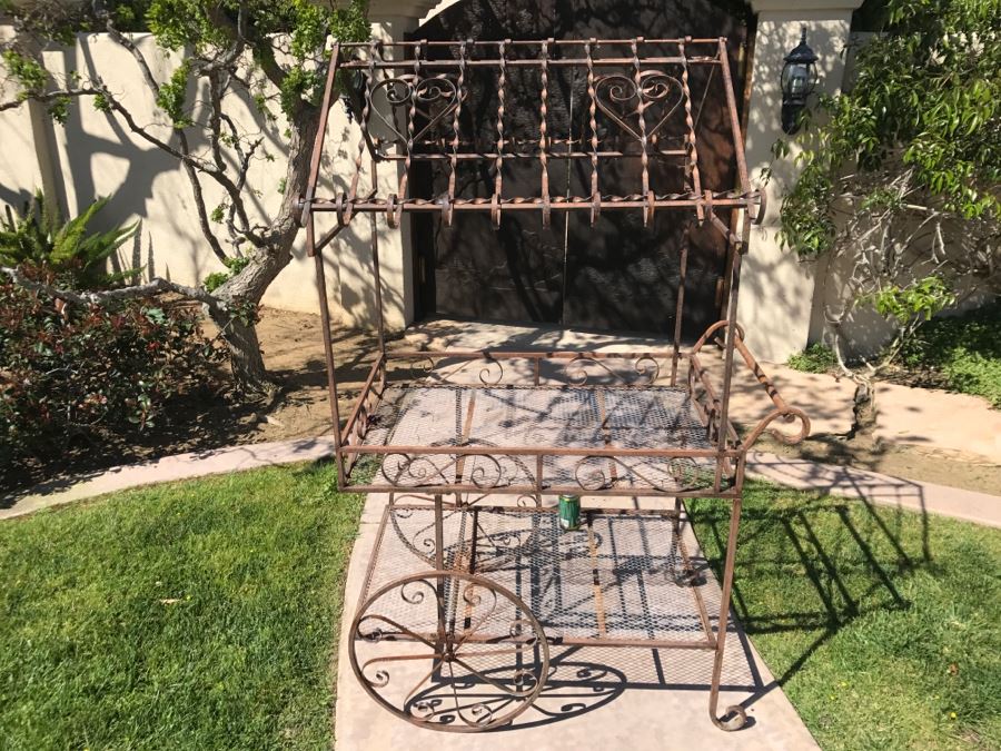 Outdoor Wrought Iron Garden Cart With Wheels [Photo 13]
