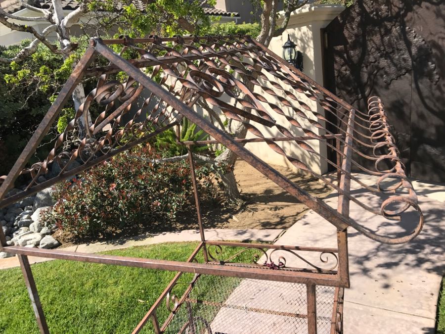 Outdoor Wrought Iron Garden Cart With Wheels [Photo 8]