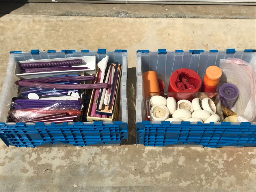 (2) Plastic Bins Filled With Candles [Photo 2]
