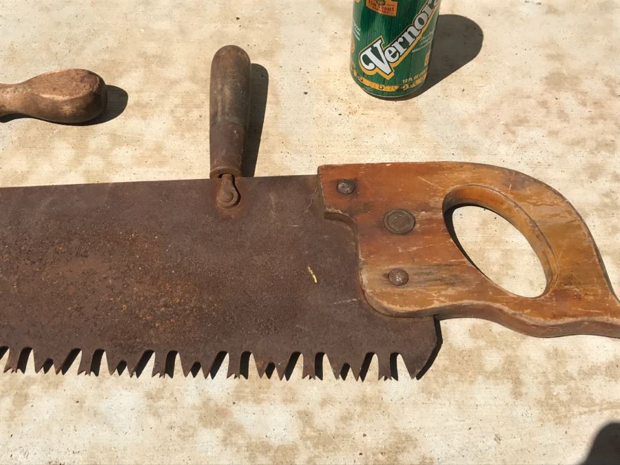 Vintage Henry Disston & Sons One-Man Two-Handle Saw And Vintage Chisel [Photo 5]