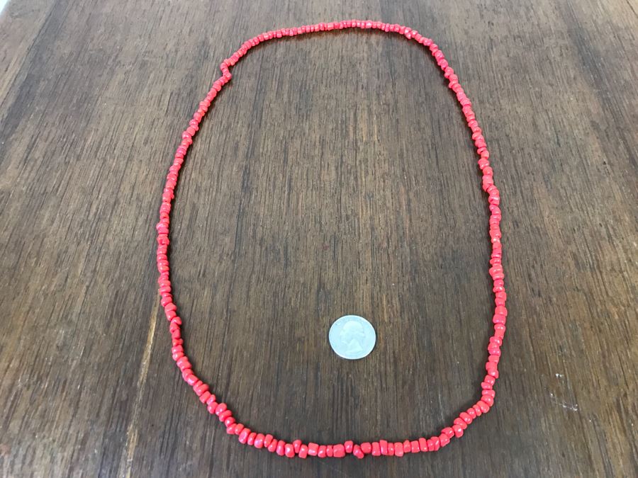 Red Coral Bead Necklace [Photo 1]
