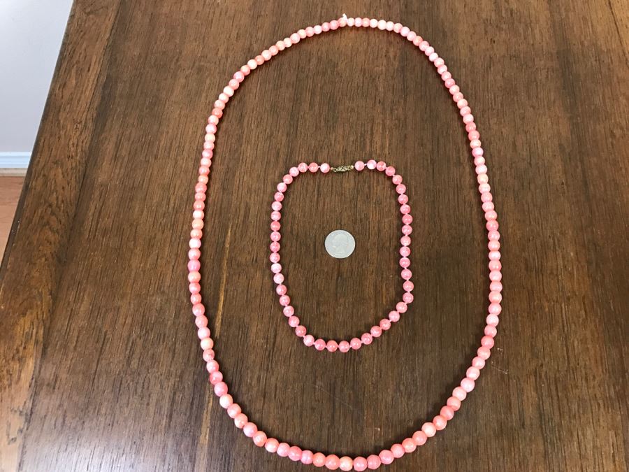 Pair Of Pink Stone Necklaces [Photo 2]