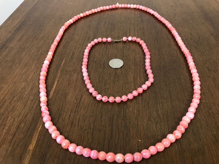 Pair Of Pink Stone Necklaces