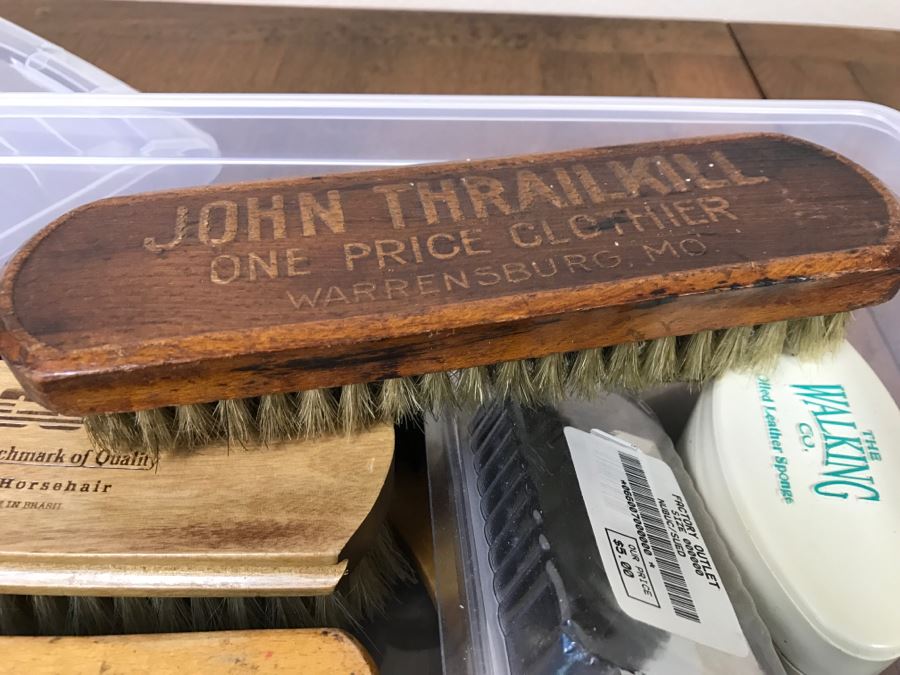 Men's Shoe Shine Lot With Vintage John Thrailkill Advertising Brush [Photo 3]