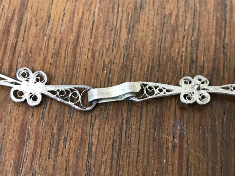 Vintage Filigree Necklace With Shell, Shell Bracelet And Pair Of Earrings [Photo 9]