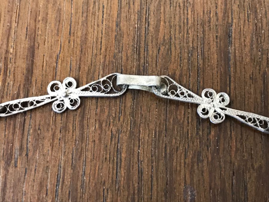 Vintage Filigree Necklace With Shell, Shell Bracelet And Pair Of Earrings [Photo 8]