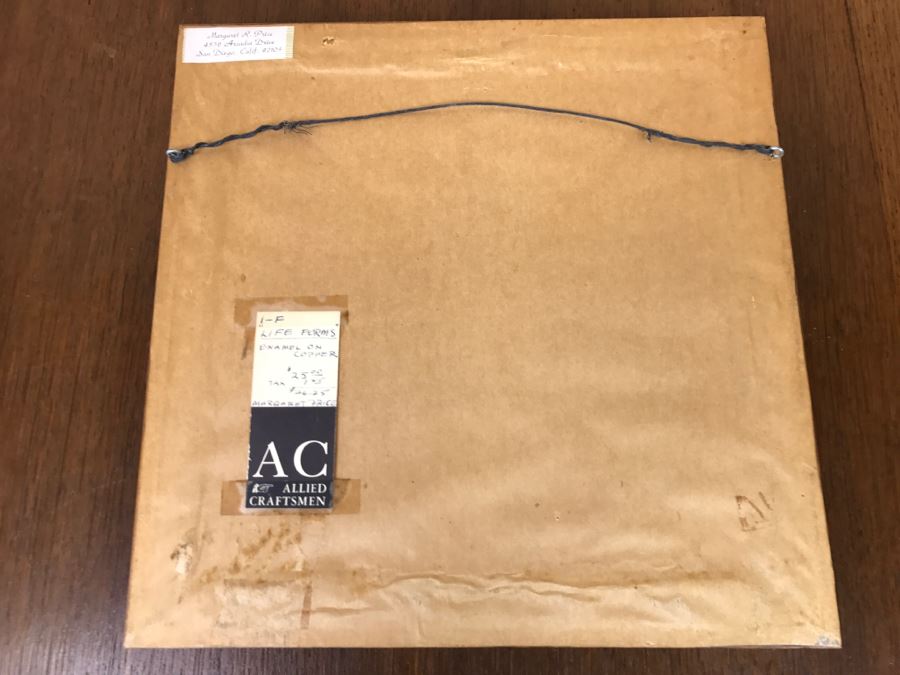 Mid-Century Enamel On Framed Copper Plate Titled 'Life Forms' By Margaret R. Price San Diego, CA [Photo 7]