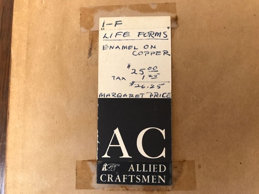 Mid-Century Enamel On Framed Copper Plate Titled 'Life Forms' By Margaret R. Price San Diego, CA [Photo 8]