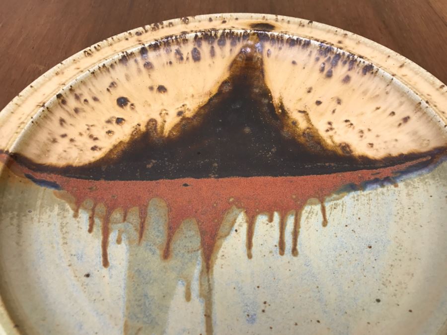 Mid-Century Studio Pottery Plate Signed WC [Photo 4]