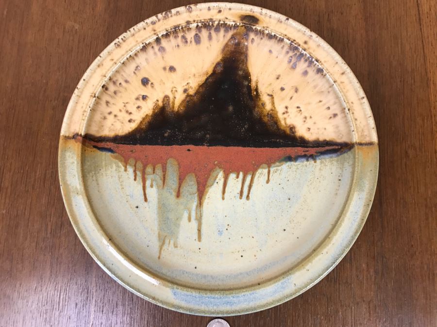 Mid-Century Studio Pottery Plate Signed WC [Photo 2]
