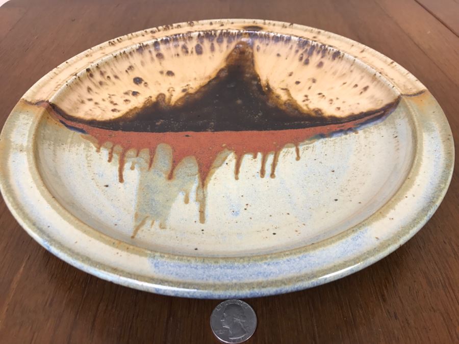Mid-Century Studio Pottery Plate Signed WC [Photo 3]