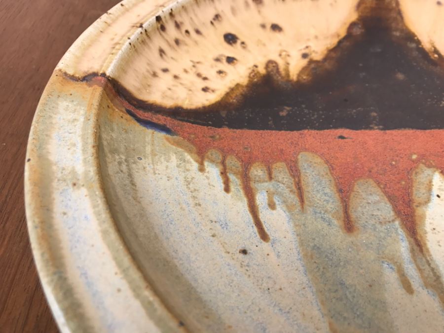 Mid-Century Studio Pottery Plate Signed WC [Photo 5]