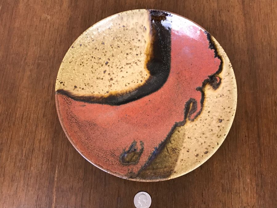 Mid-Century Studio Pottery Plate Signed WC [Photo 1]