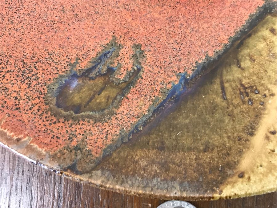 Mid-Century Studio Pottery Plate Signed WC [Photo 5]