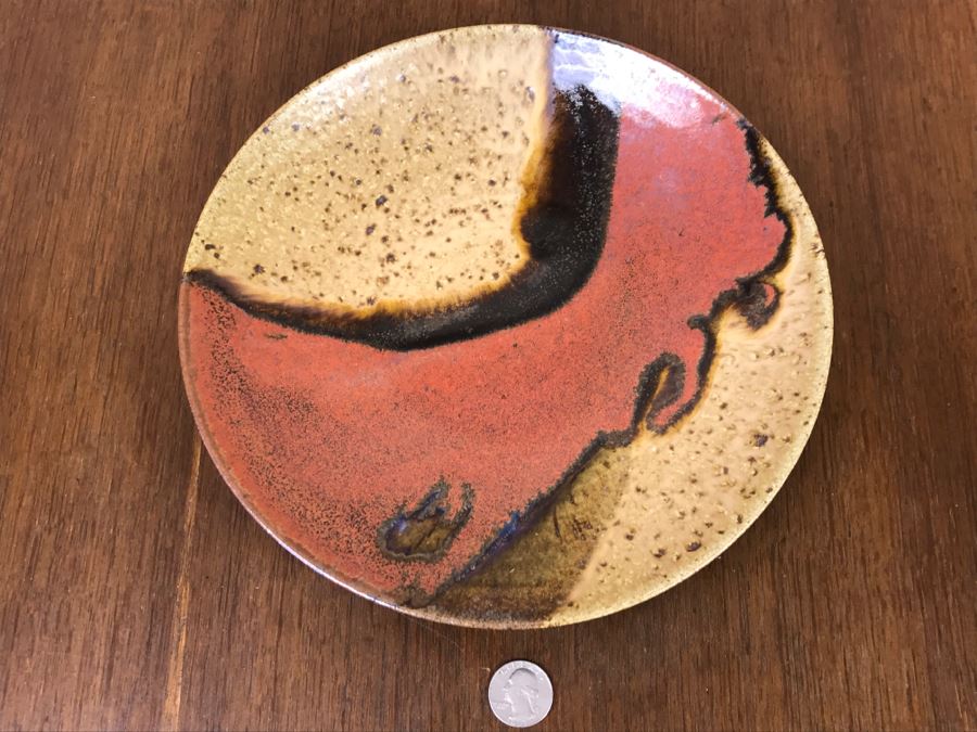 Mid-Century Studio Pottery Plate Signed WC [Photo 4]