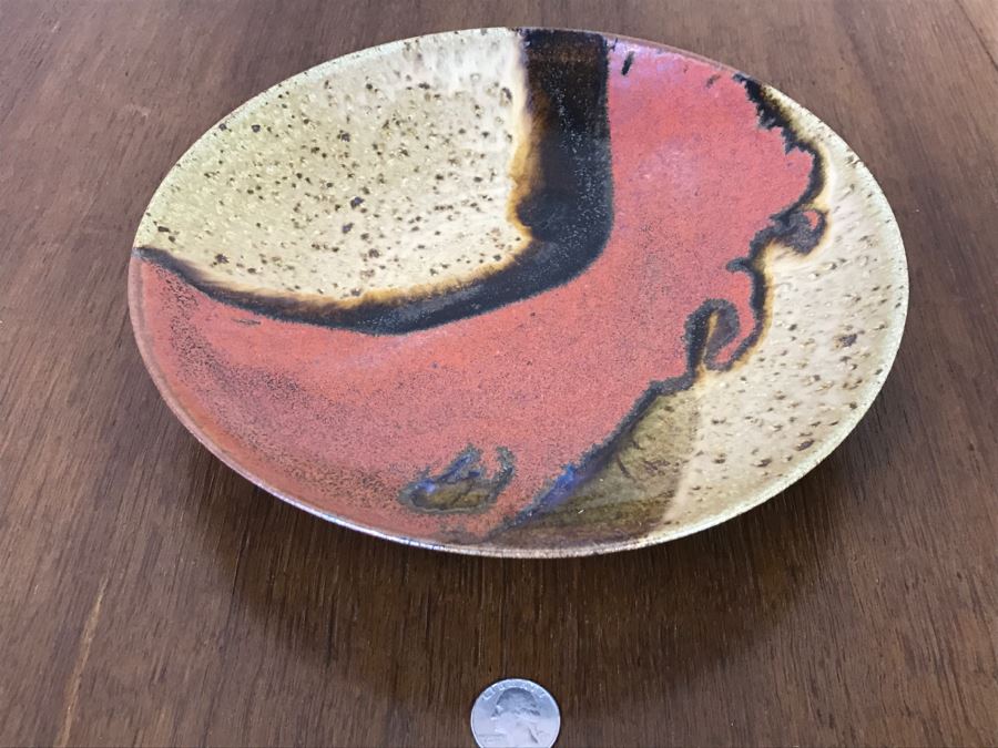 Mid-Century Studio Pottery Plate Signed WC [Photo 2]