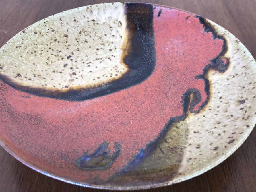 Mid-Century Studio Pottery Plate Signed WC [Photo 3]