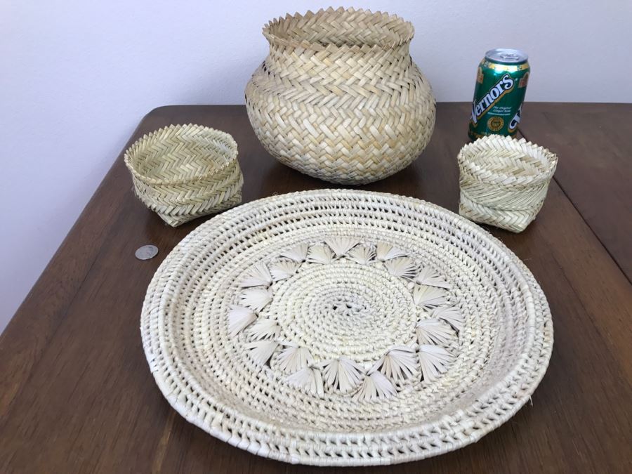 Set Of (4) Native American Indian Baskets