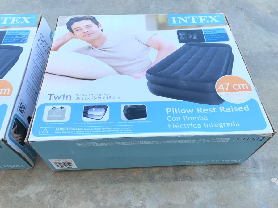 Set Of (2) New In Box INTEX Twin Inflatable Mattresses With Built-In Electric Pump [Photo 3]