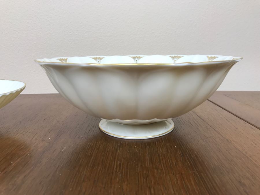 Lenox Lot Includes Mid-century Bowl Containing Flower Frog And (2 