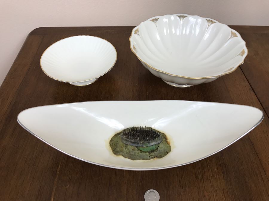 LENOX Lot Includes Mid-Century Bowl Containing Flower Frog And (2) Footed Bowls [Photo 4]