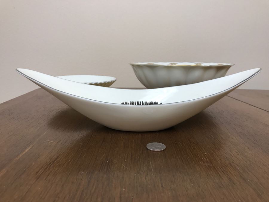 LENOX Lot Includes Mid-Century Bowl Containing Flower Frog And (2) Footed Bowls [Photo 3]