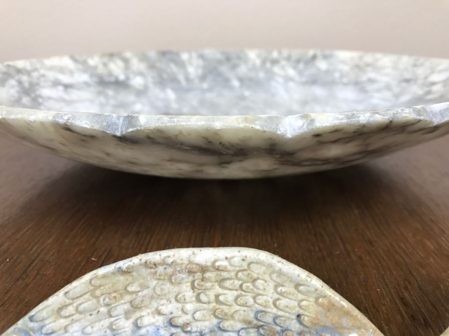 Large Carved Stone Bowl And Mid-Century Fish Pottery [Photo 5]