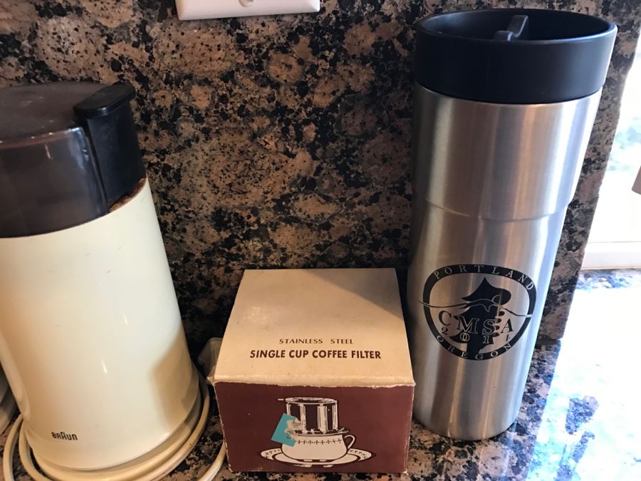 Pair Of BRAUN Coffee Grinders, Coffee Travel Mug And Stainless Steel Single Cup Coffee Filter [Photo 3]