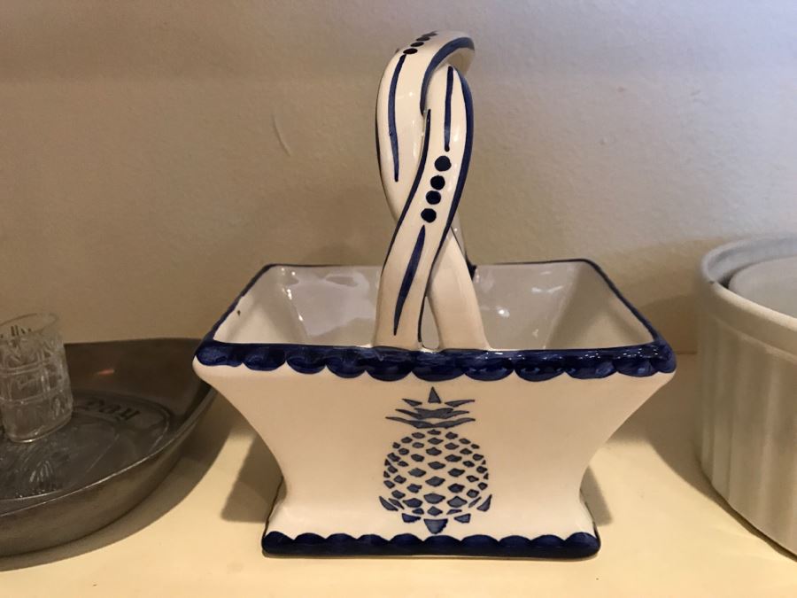 Kitchen Pantry Lot Featuring Corning Ware Covered Dish, Bundt Pan, Pacific Cermaic Blue Bowl, West Bend Crock Pot - See All Photos [Photo 22]