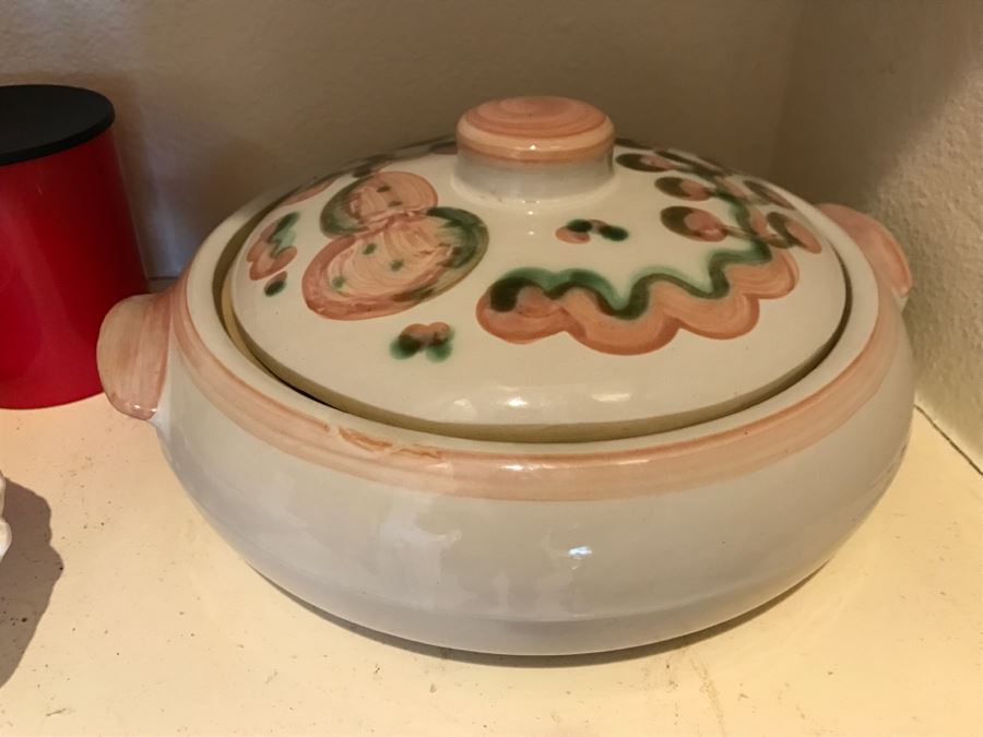 Kitchen Pantry Lot Featuring Corning Ware Covered Dish, Bundt Pan, Pacific Cermaic Blue Bowl, West Bend Crock Pot - See All Photos [Photo 16]