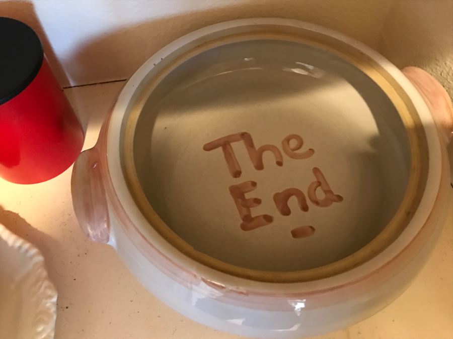 Kitchen Pantry Lot Featuring Corning Ware Covered Dish, Bundt Pan, Pacific Cermaic Blue Bowl, West Bend Crock Pot - See All Photos [Photo 17]