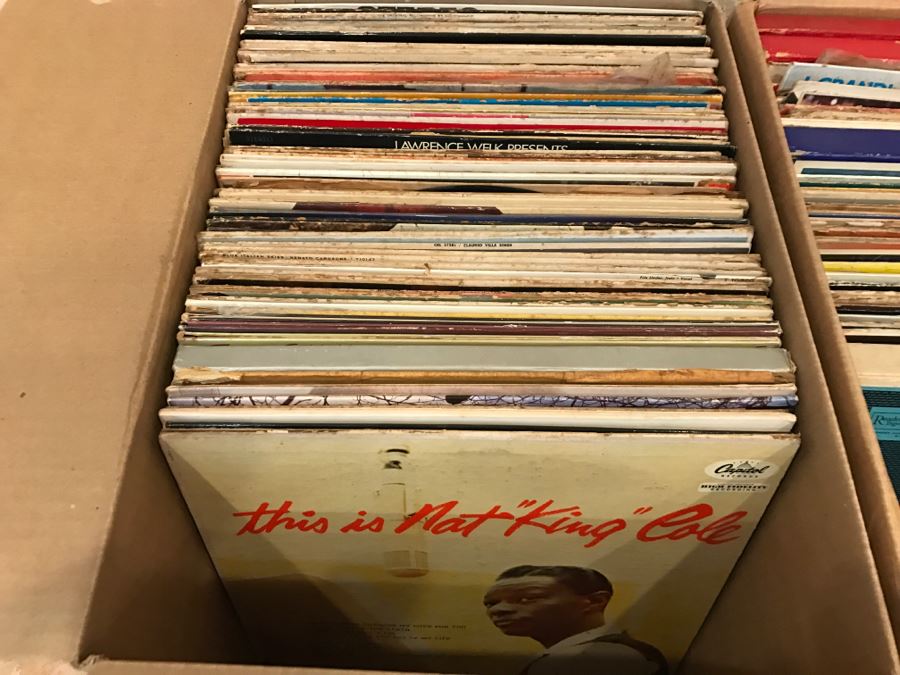 (2) Boxes Of Vintage Vinyl Records 33RPM Lot Includes Bob Dylan's Greatest Hits, Elton John's Goodbye Yellow Brick Road, Musicals, Nat King Cole - See Photos [Photo 3]