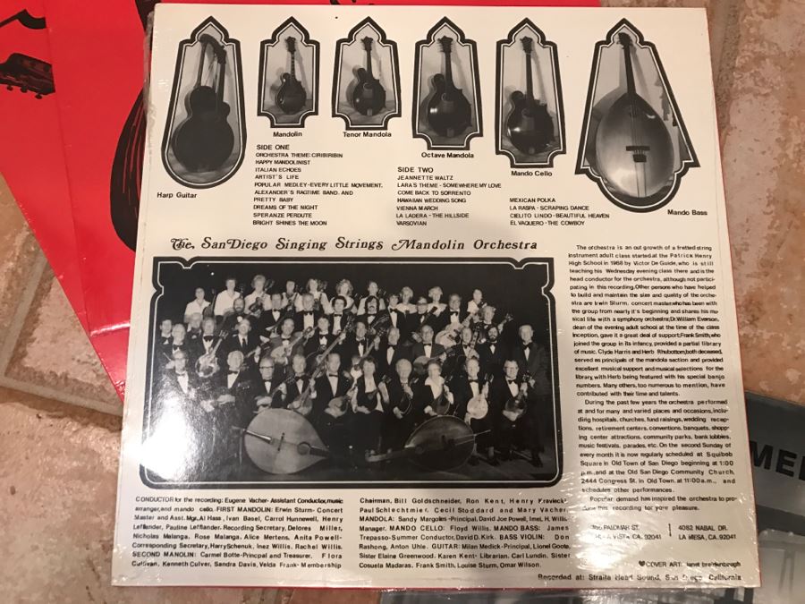 (7) Sealed Collection Of Vinyl Records From The San Diego Mandolin Orchestra (Client Plays For Orchestra) [Photo 3]