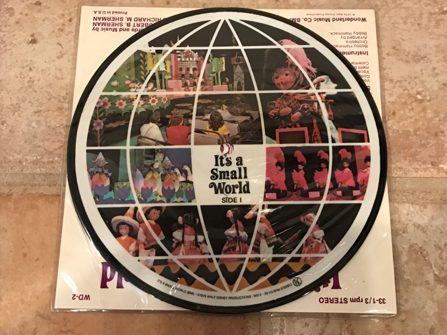 Vintage 1975 Walt Disney Productions It's A Small World Picture Disc Vinyl Record WD-2 33RPM