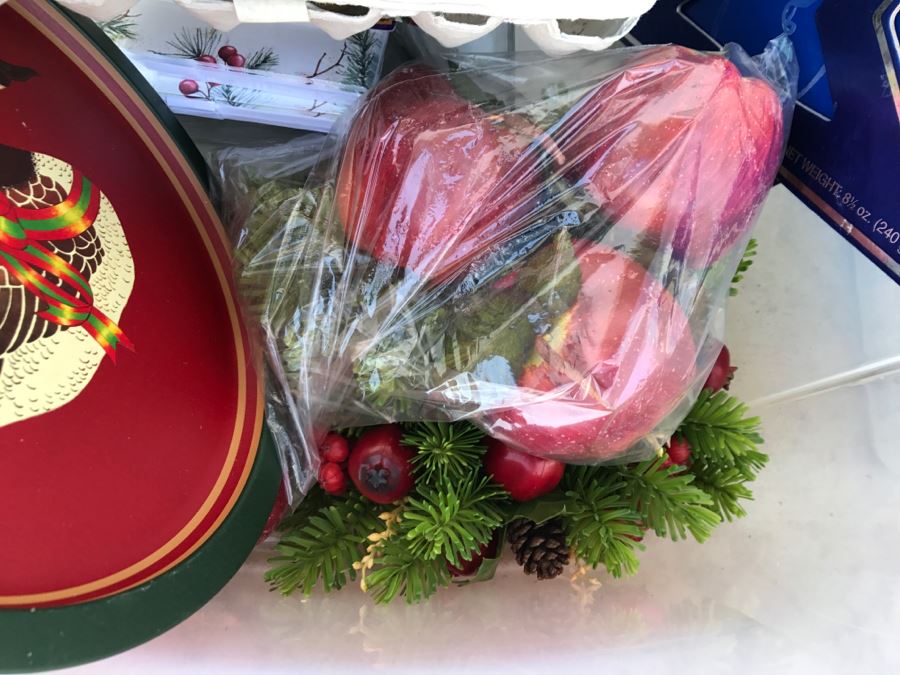 Bins Filled With Holiday Decorations Including 2-Layers Of Christmas Ornaments, Easter Decorations, Christmas Tree Stand - See All Photos [Photo 23]