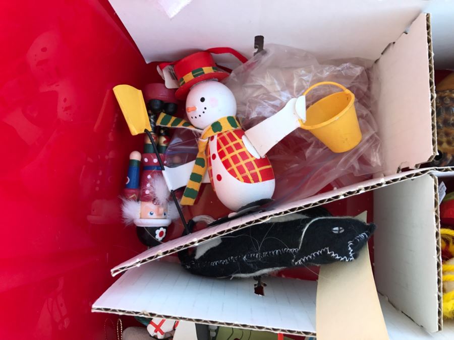 Bins Filled With Holiday Decorations Including 2-Layers Of Christmas ...