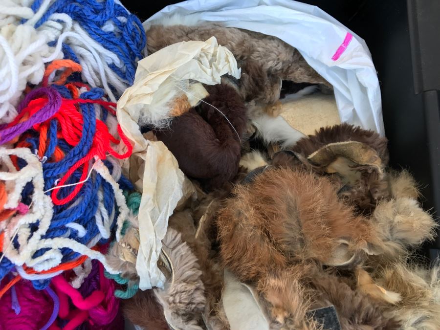 Huge Crafting Supplies Lot Including Yarn, Threads, Fabrics, Real Feathers, Fur Pelts, Books And More - See All Photos [Photo 28]