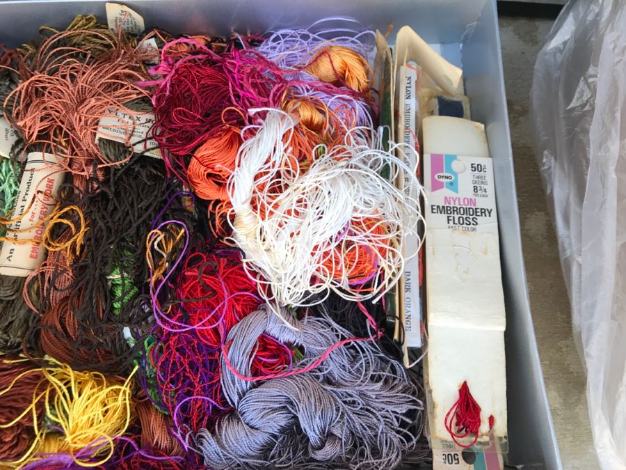 Huge Crafting Supplies Lot Including Yarn, Threads, Fabrics, Real Feathers, Fur Pelts, Books And More - See All Photos [Photo 8]