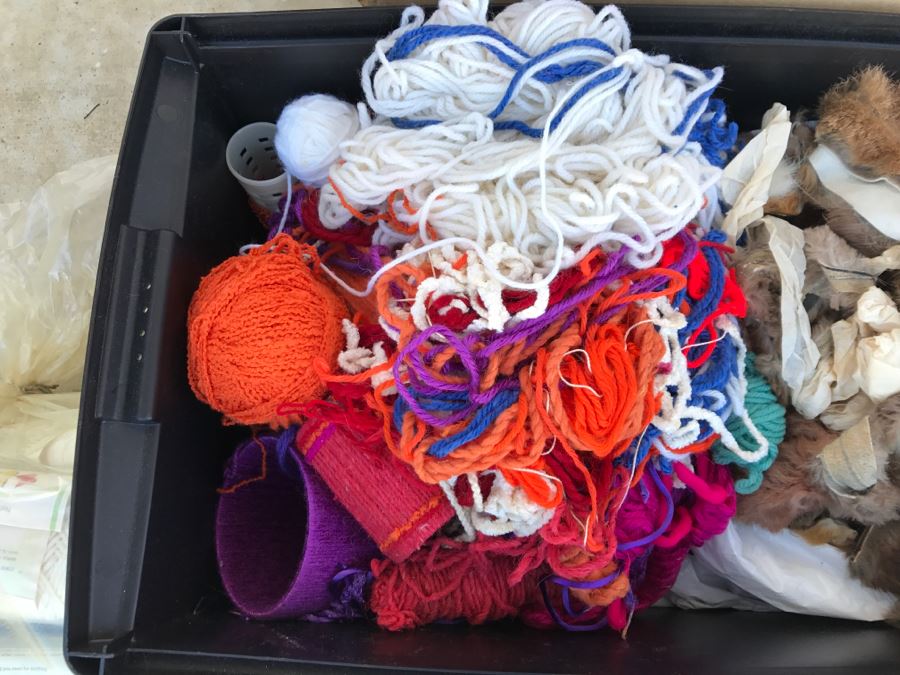 Huge Crafting Supplies Lot Including Yarn, Threads, Fabrics, Real Feathers, Fur Pelts, Books And More - See All Photos [Photo 26]
