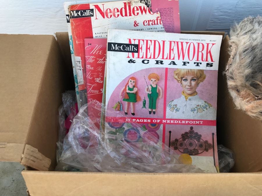 Huge Crafting Supplies Lot Including Yarn, Threads, Fabrics, Real Feathers, Fur Pelts, Books And More - See All Photos [Photo 30]