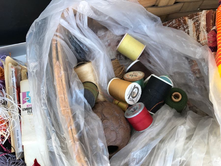 Huge Crafting Supplies Lot Including Yarn, Threads, Fabrics, Real Feathers, Fur Pelts, Books And More - See All Photos [Photo 9]