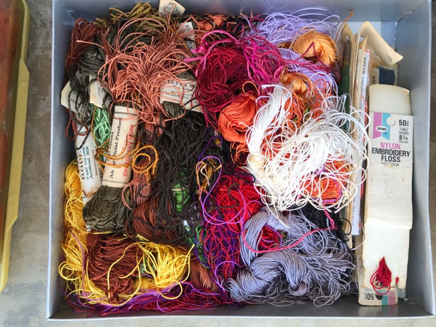 Huge Crafting Supplies Lot Including Yarn, Threads, Fabrics, Real Feathers, Fur Pelts, Books And More - See All Photos [Photo 6]