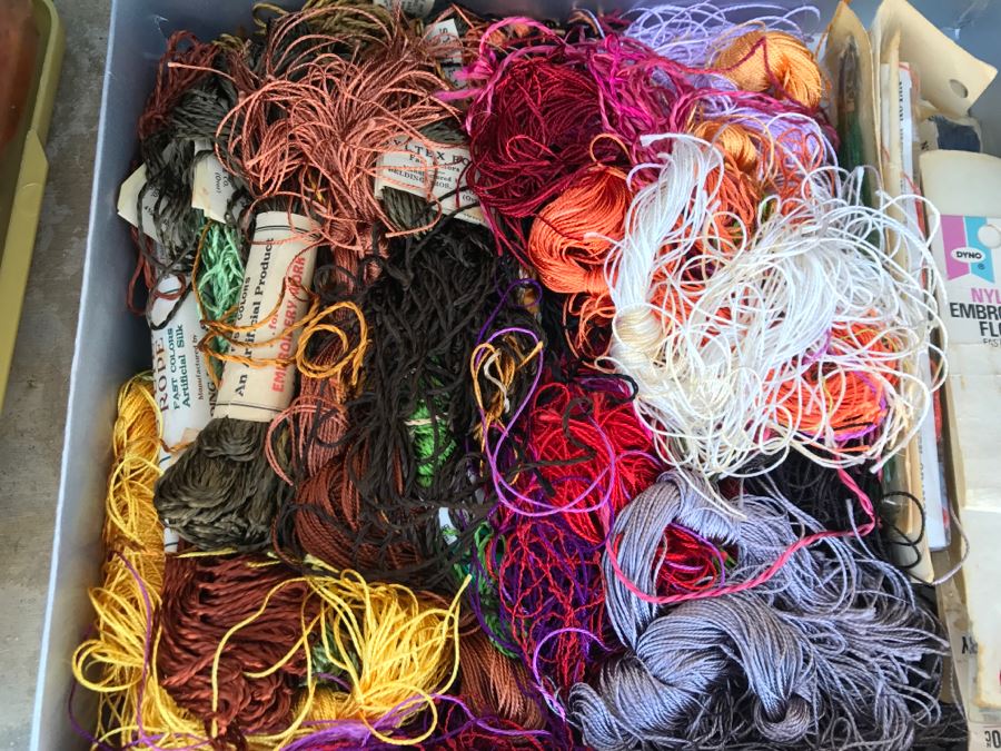 Huge Crafting Supplies Lot Including Yarn, Threads, Fabrics, Real Feathers, Fur Pelts, Books And More - See All Photos [Photo 7]