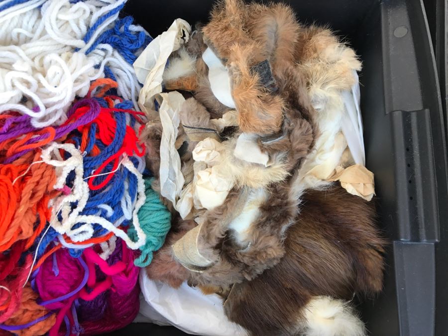 Huge Crafting Supplies Lot Including Yarn, Threads, Fabrics, Real Feathers, Fur Pelts, Books And More - See All Photos [Photo 27]